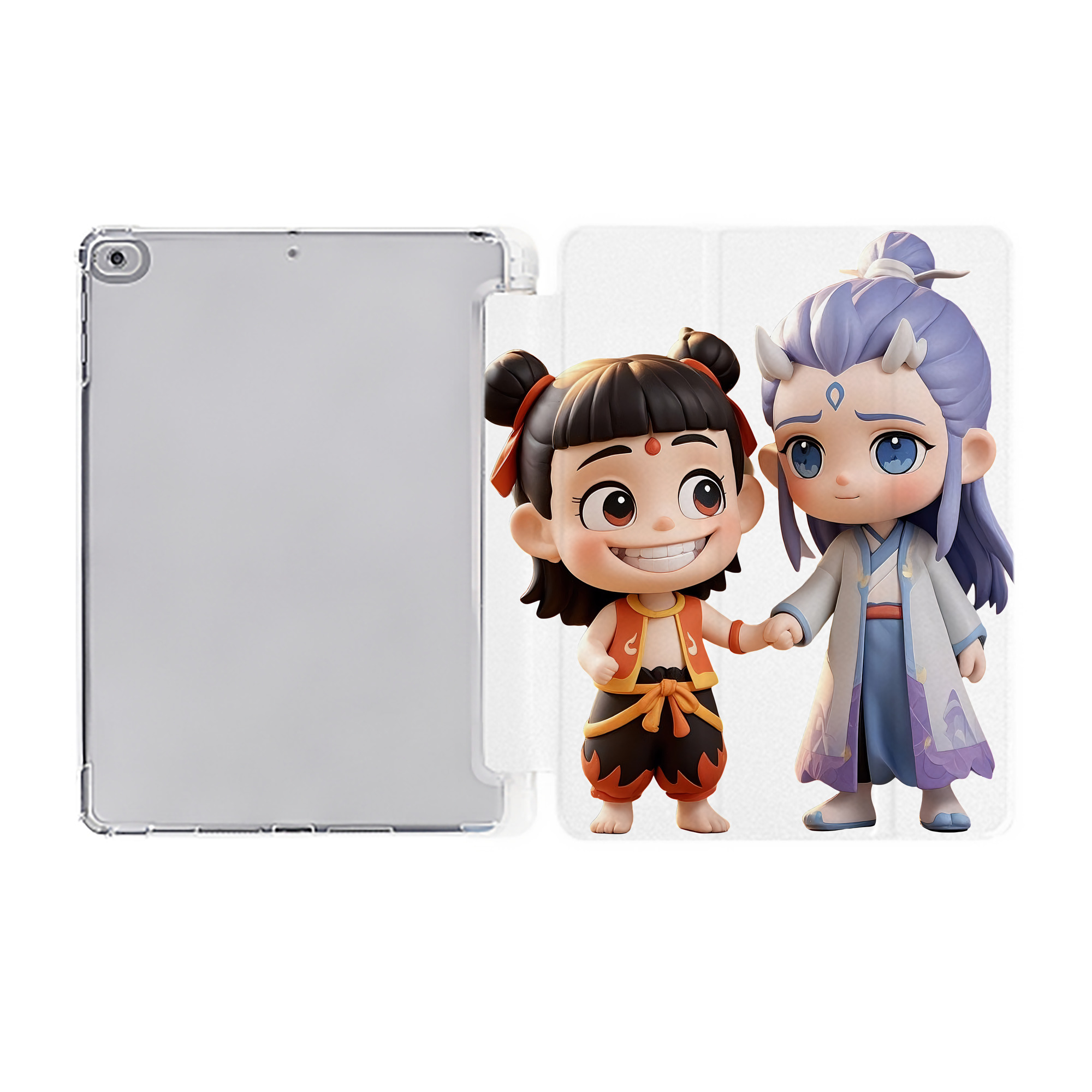 （画像用） Ne Zha 2 ナタ 魔童の大暴れ IPad ケース ペン収納付き 三つ折りスタンド PUレザー×シリコン 対応機種9.5/10.5/10.9インチ